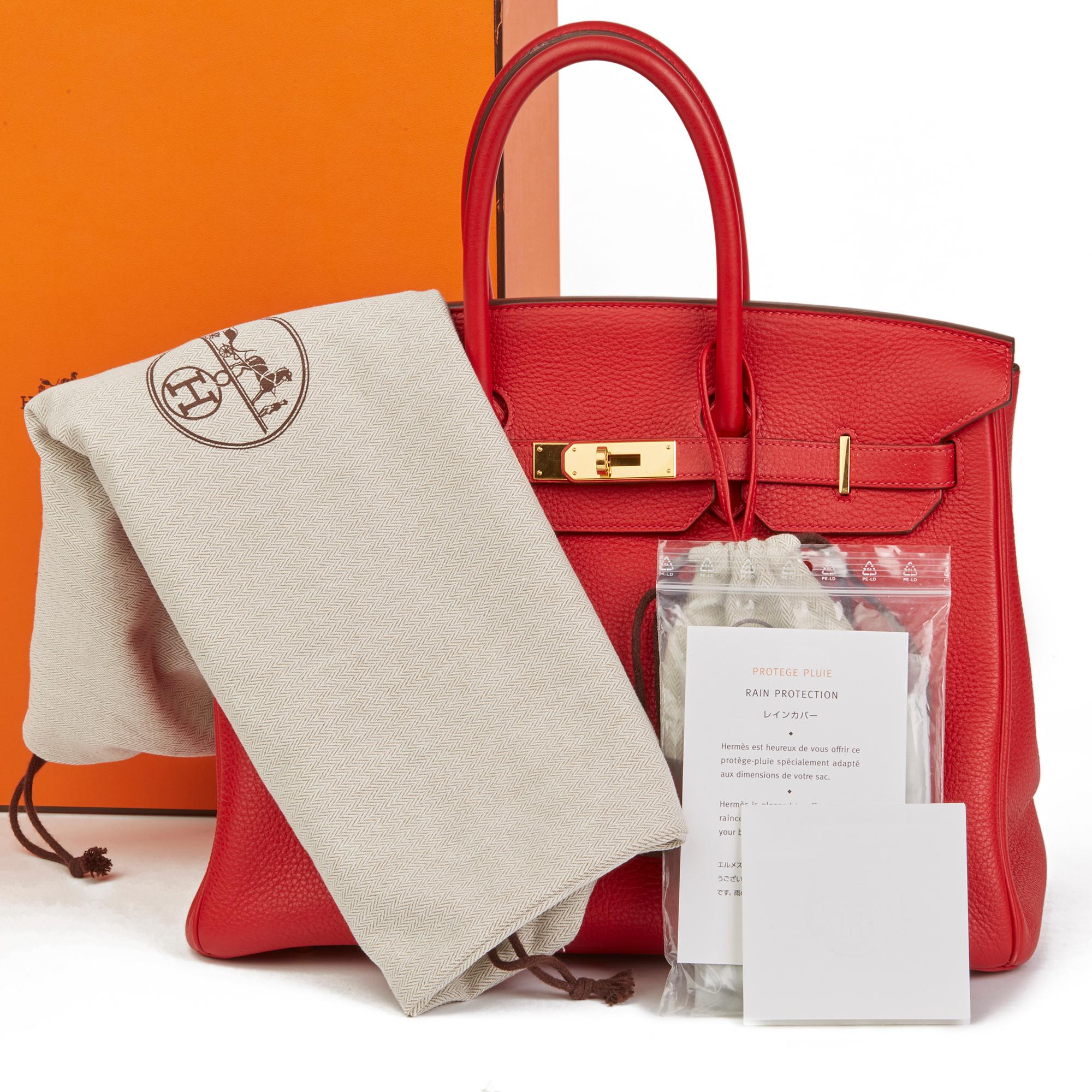 2012 Hermes Rouge Casaque Togo Leather Birkin 35cm 5