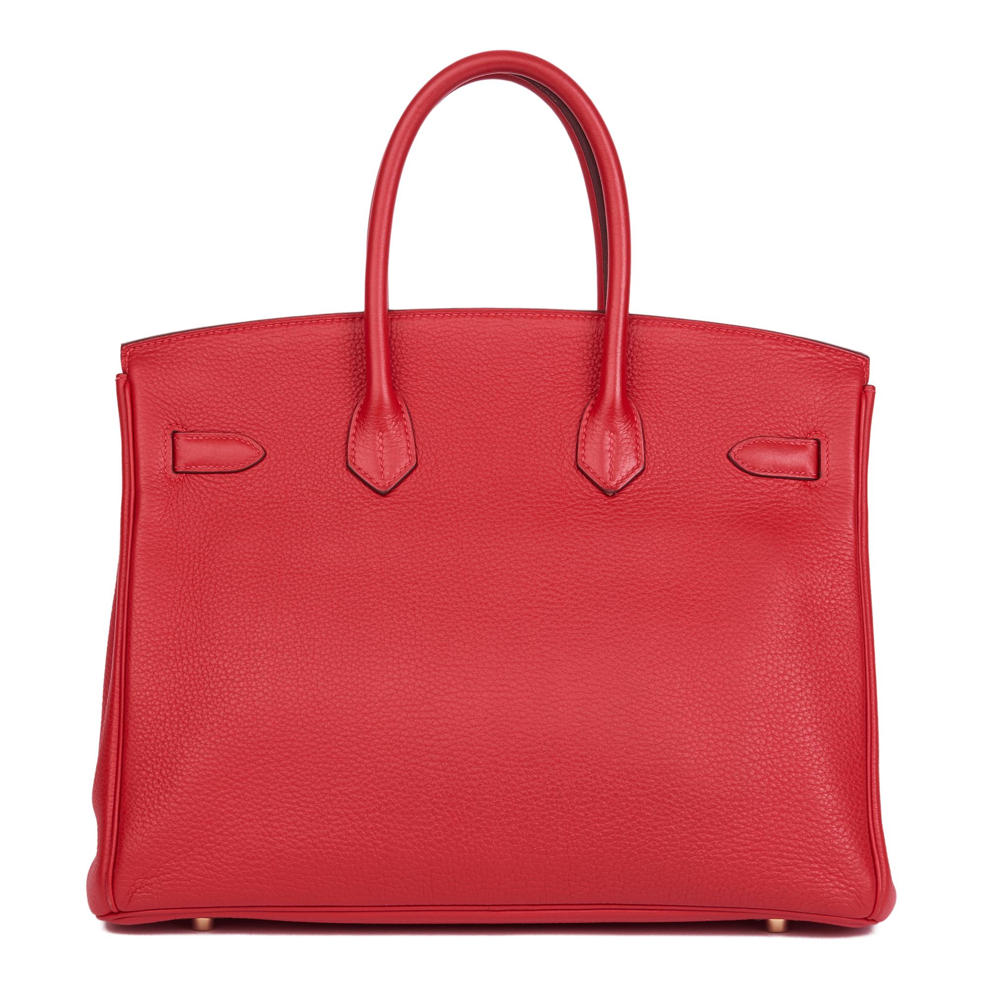 Red 2012 Hermes Rouge Casaque Togo Leather Birkin 35cm