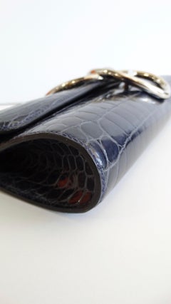 2012 Hermés Shiny Blue Niloticus Crocodile Egee Clutch