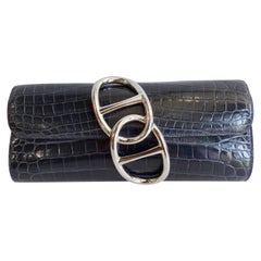 2012 Hermés Shiny Blue Niloticus Crocodile Egee Clutch