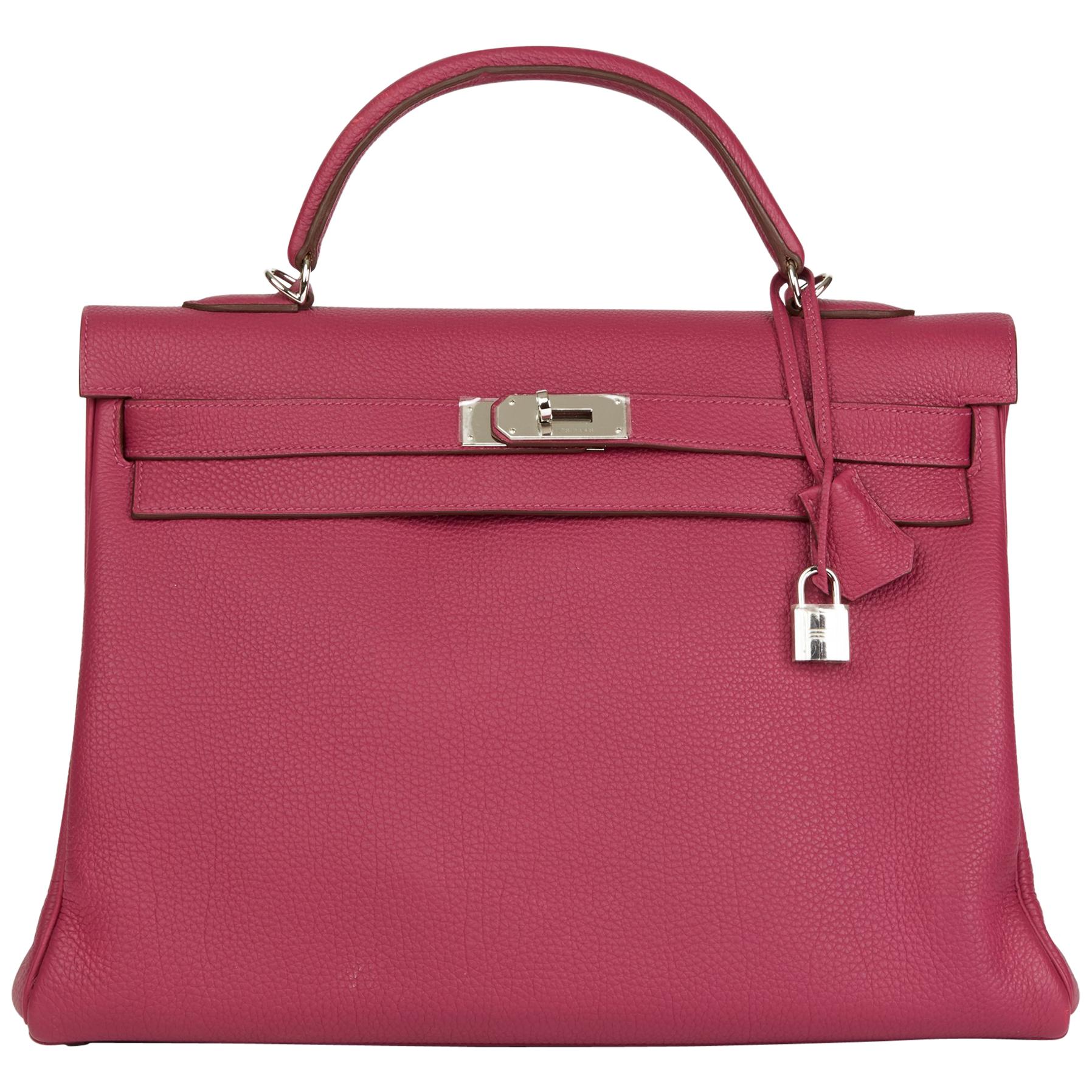 2012 Hermes Tosca Clemence Leather Kelly 40cm Retourne