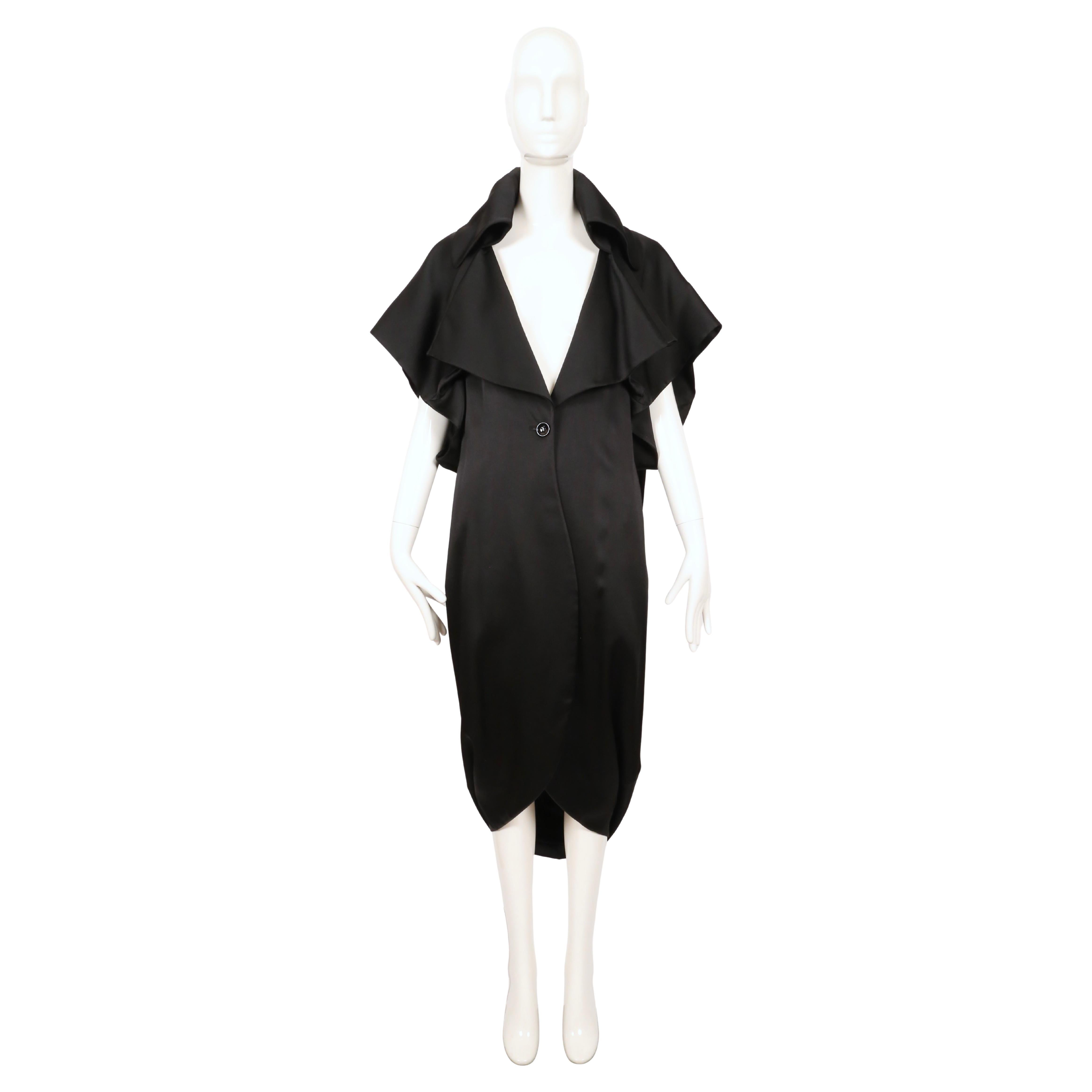 2012 JOHN GALLIANO black draped dress coat RUNWAY en vente