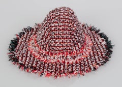 Lanvin by Alber Elbaz Red Multicolored Tweed Hat, 2012