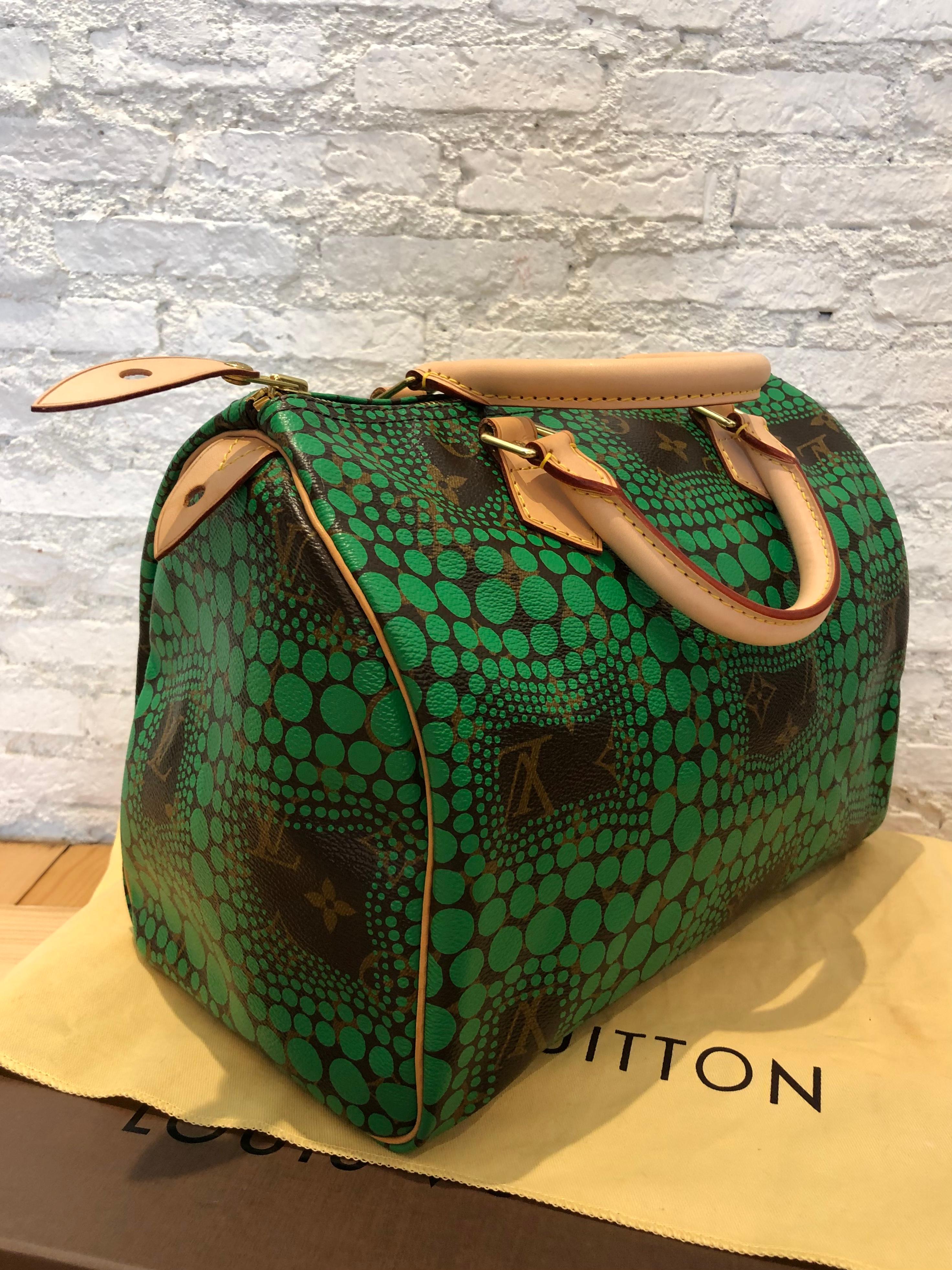 2012 LOUIS VUITTON Limited Edition Yayoi Kusama Monogram Speedy Town Green 3