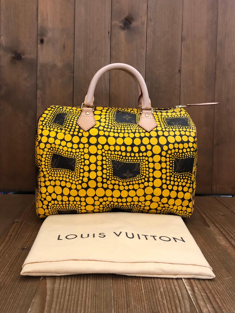 2012 LOUIS VUITTON Limited Edition Yayoi Kusama Monogram Speedy Town Yellow  For Sale at 1stDibs