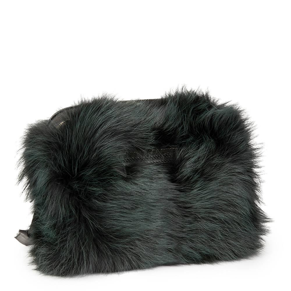 2012 Louis Vuitton Vert Fonce Fox Fur & Lambskin Pochette Chaine Renard In Excellent Condition In Bishop's Stortford, Hertfordshire