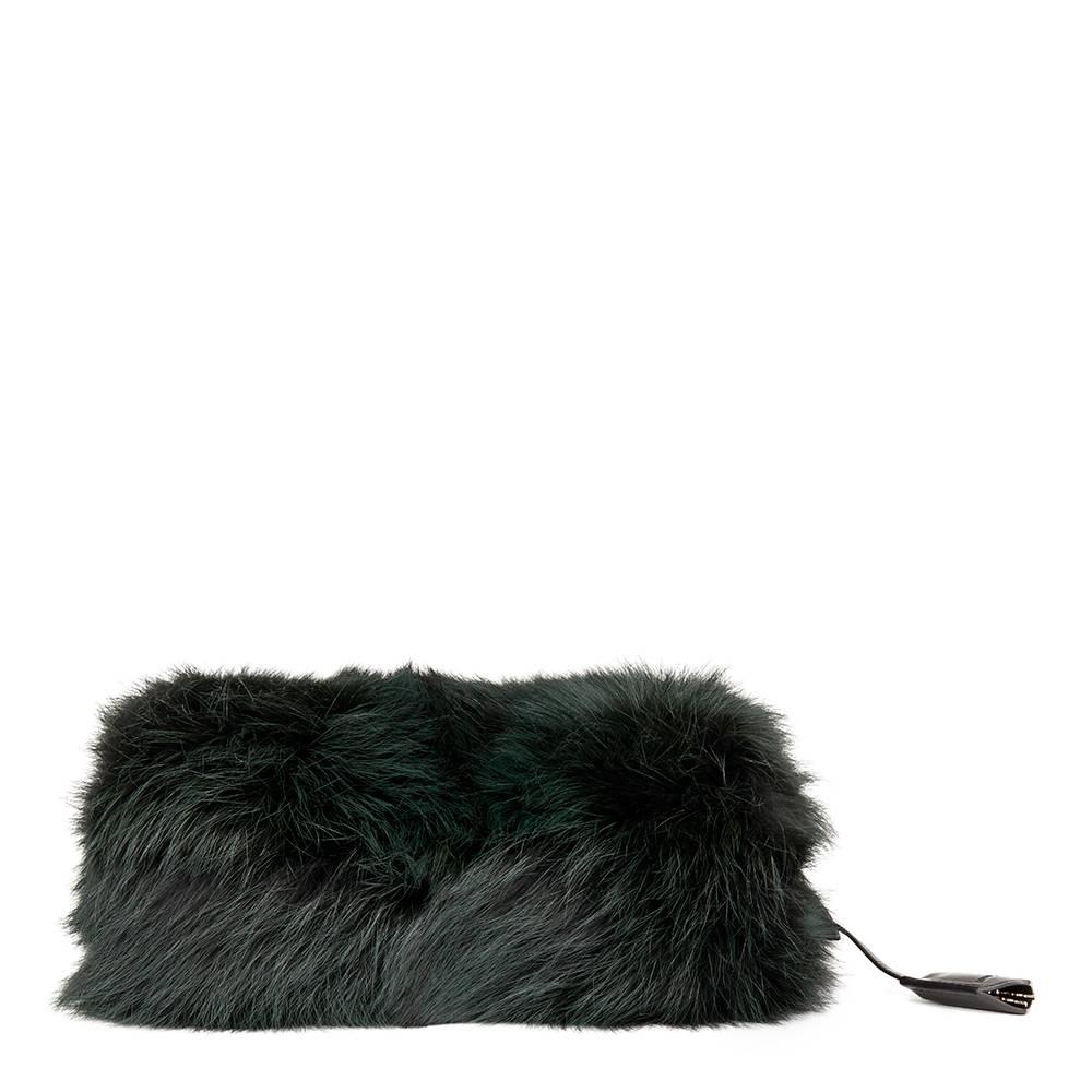 Women's 2012 Louis Vuitton Vert Fonce Fox Fur & Lambskin Pochette Chaine Renard