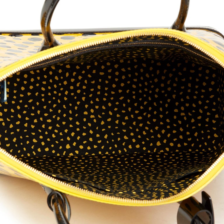 2010s Louis Vuitton Patent Leather Yellow And Black Polka Dots Bag