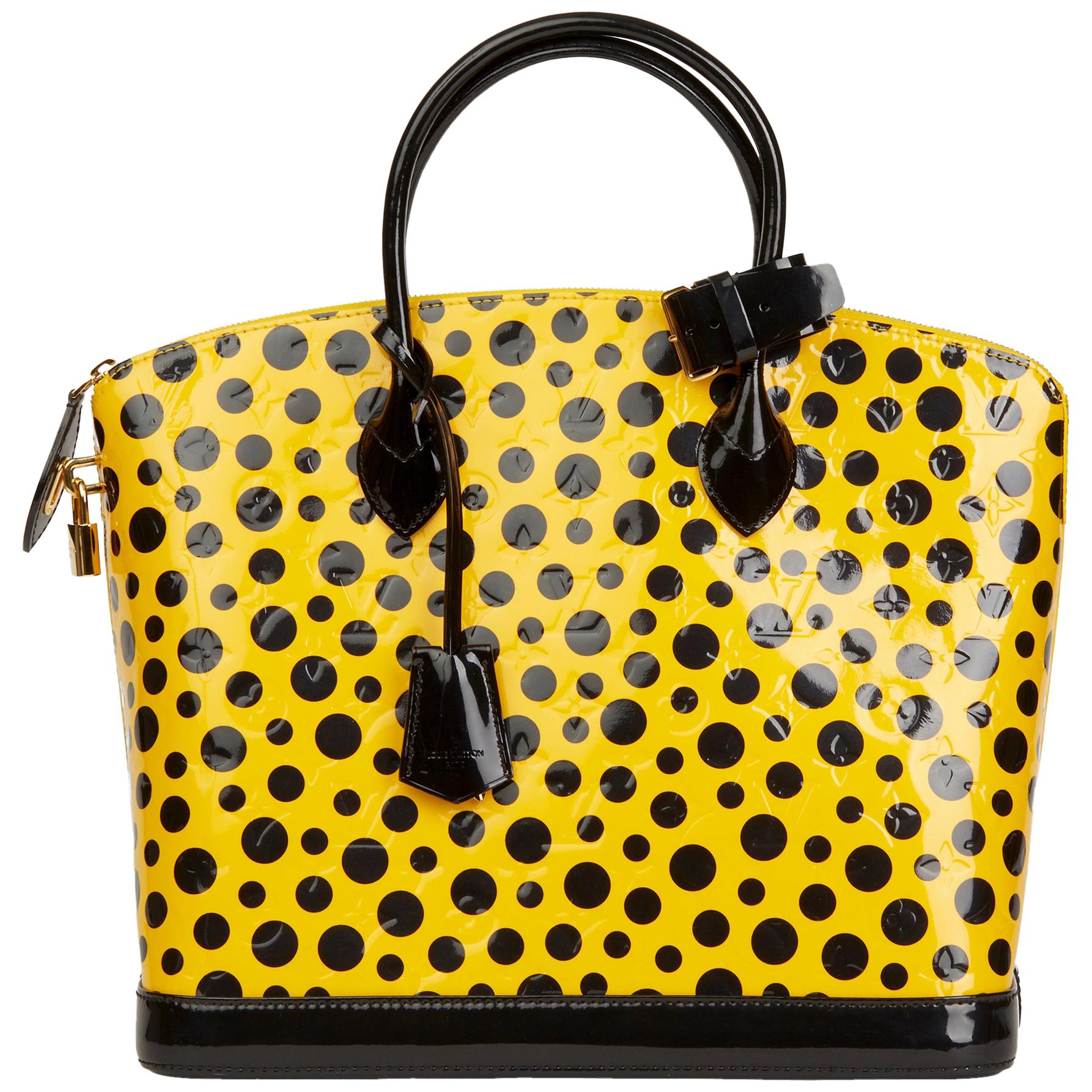 2012 Louis Vuitton Yellow Vernis Leather Dots Infinity Yayoi Kusama Lockit  MM
