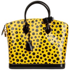 LOUIS VUITTON Limited Yayoi Kusama Yellow Vernis Black Dots Lockit MM