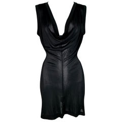 2012 Maison Martin Margiela Sheer Black Plunging Mini Dress