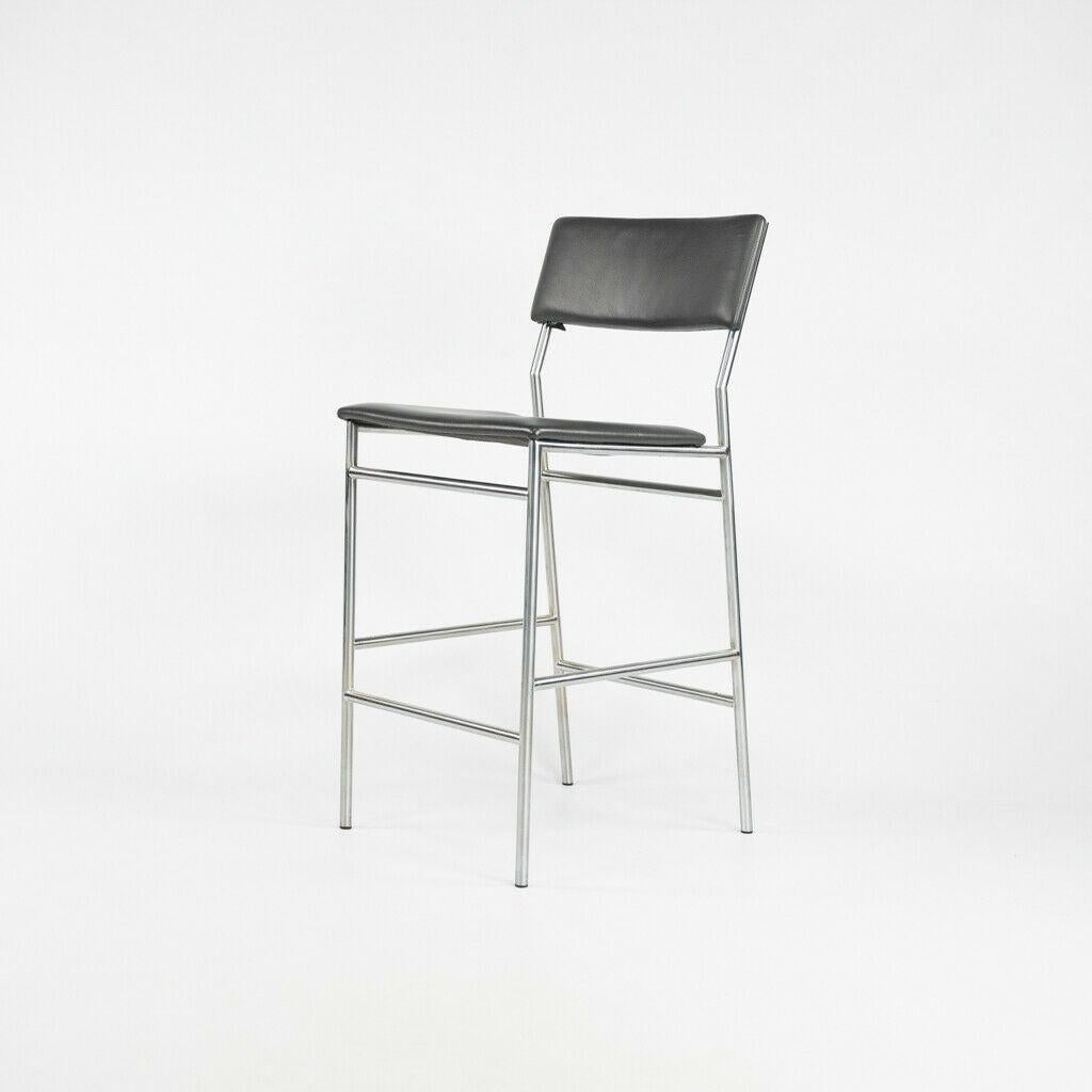 2012 Martin Visser for Spectrum SB07 Counter Height Stool in Leather In Good Condition For Sale In Philadelphia, PA