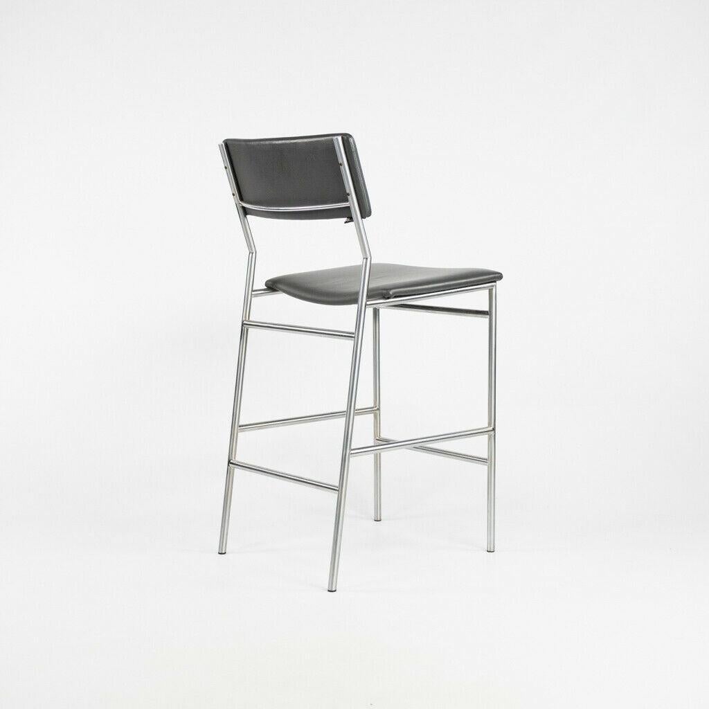 Stainless Steel 2012 Martin Visser for Spectrum SB07 Counter Height Stool in Leather For Sale