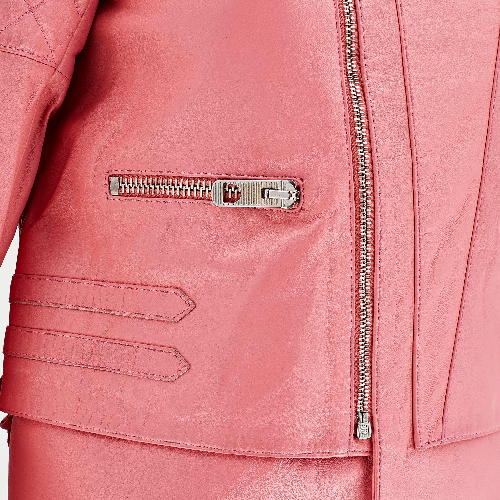 Women's 2012 Nicolas Ghesquière for Balenciaga Pink Leather Motorcycle Jacket For Sale