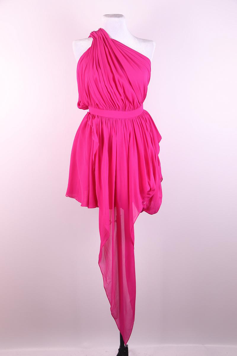 2012 Saint Laurent Langes Seidenkleid aus Seide (Pink) im Angebot