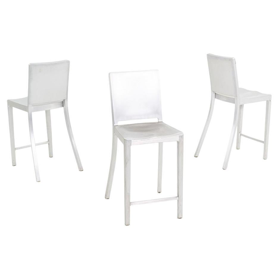 2012 Set of Three Philippe Starck for Emeco Hudson Brushed Counter Stools