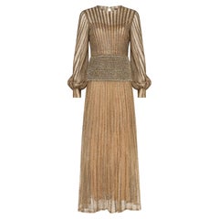 2012 Valentino Runway Documented Heavy Beaded Gold Maxi-Dress
