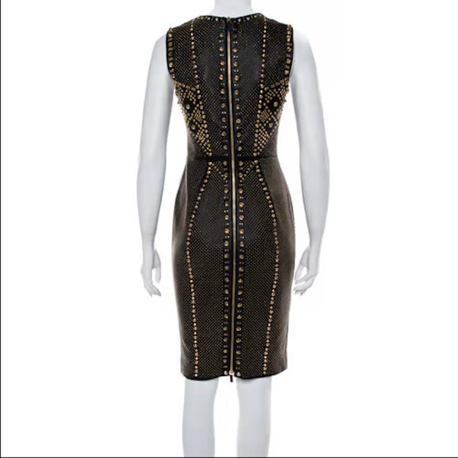 2012 Versace embellished black leather dress In Excellent Condition In Montgomery, TX