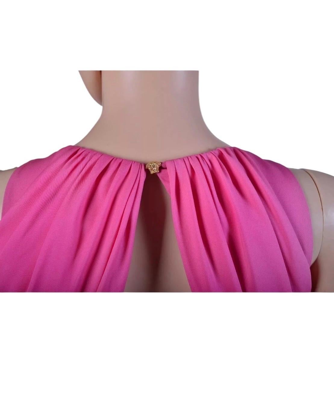 2012 Versace Vestido largo de seda rosa NWT en venta 2
