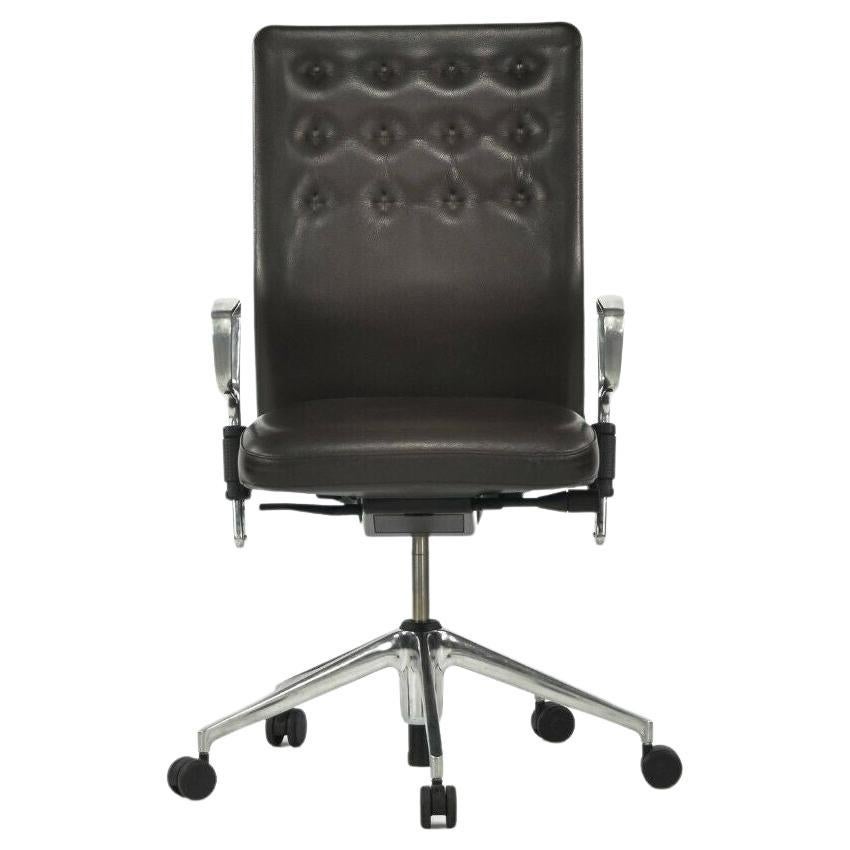 Chaise de bureau Vitra ID 2012 en aluminium poli et cuir par Antonio Citterio