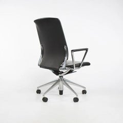 2012 Vitra Meda Desk Chair in Black Leather & Polished Aluminum by Alberto Meda