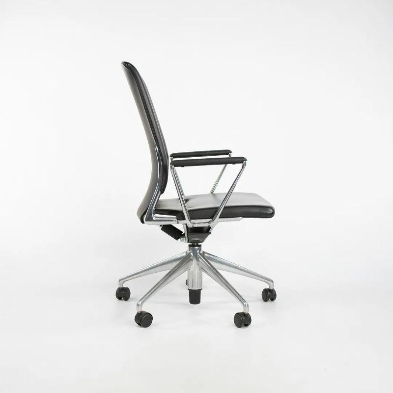 German 2012 Vitra Meda Desk Chair in Black Leather & Polished Aluminum by Alberto Meda For Sale