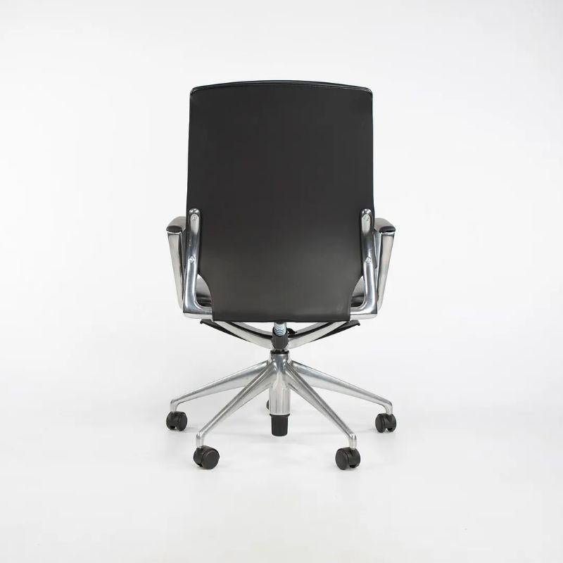 Contemporary 2012 Vitra Meda Desk Chair in Black Leather & Polished Aluminum by Alberto Meda For Sale