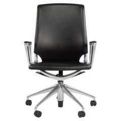 2012 Vitra Meda Desk Chair in Black Leather & Polished Aluminum by Alberto Meda