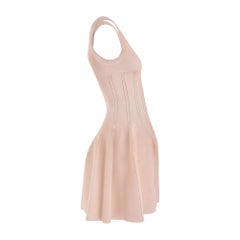 2013 Alaia Peachy Pink Knit Sculptural Skater Dress