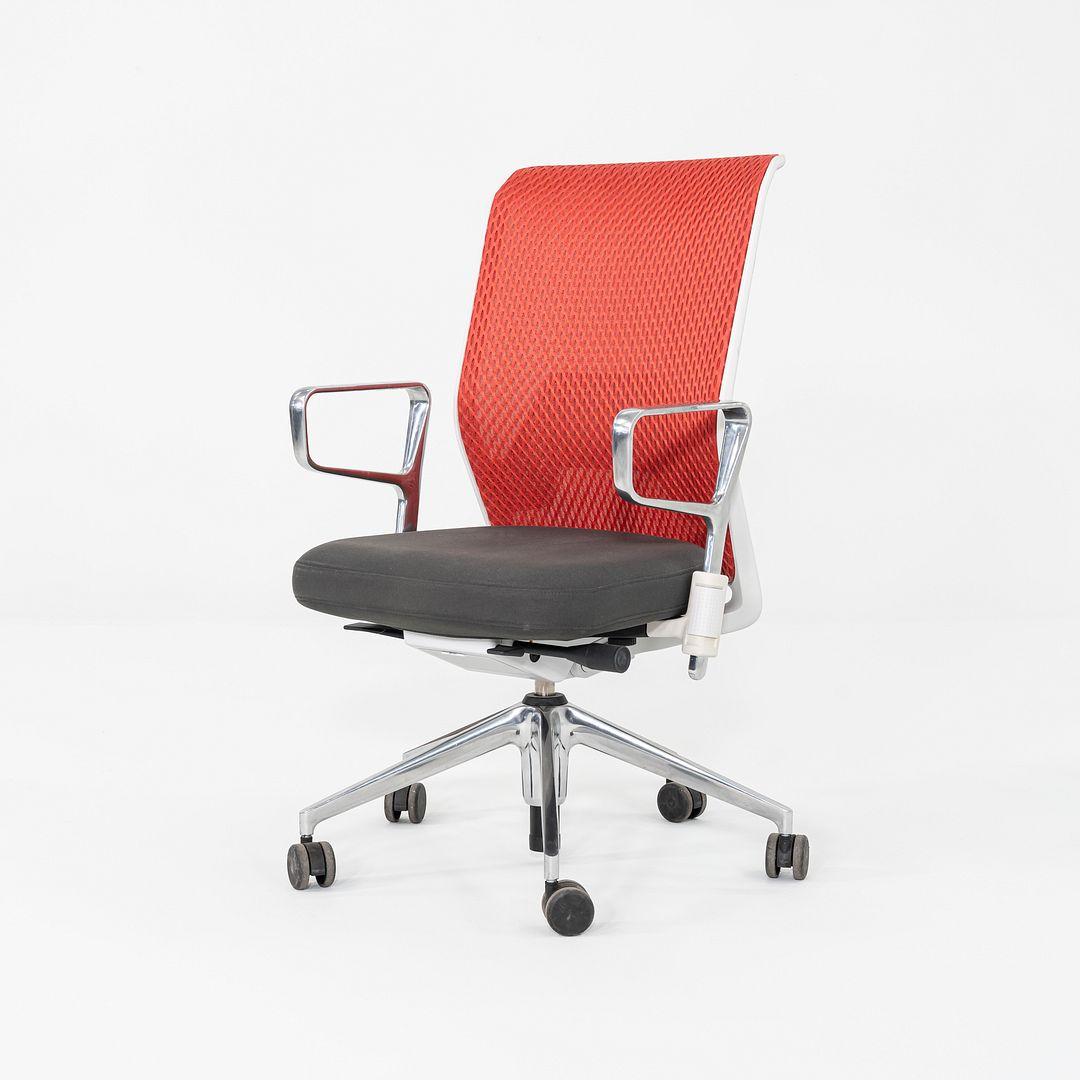 Aluminum 2013 Antonio Citterio for Vitra ID Mesh Desk Chairs in Grey with Orange Mesh For Sale