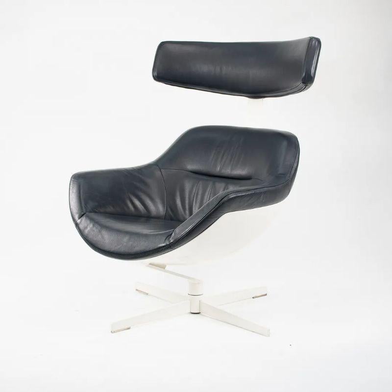Modern 2013 Auckl& Lounge Chair by Jean-Marie Massaud for Cassina in Dark Blue Leather For Sale
