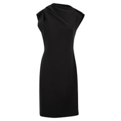 2013 Black Pleated Neck Midi Dress Size L