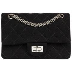 2013 Black Quilted Jersey Fabric 2.55 Reissue 224 Double Flap Bag