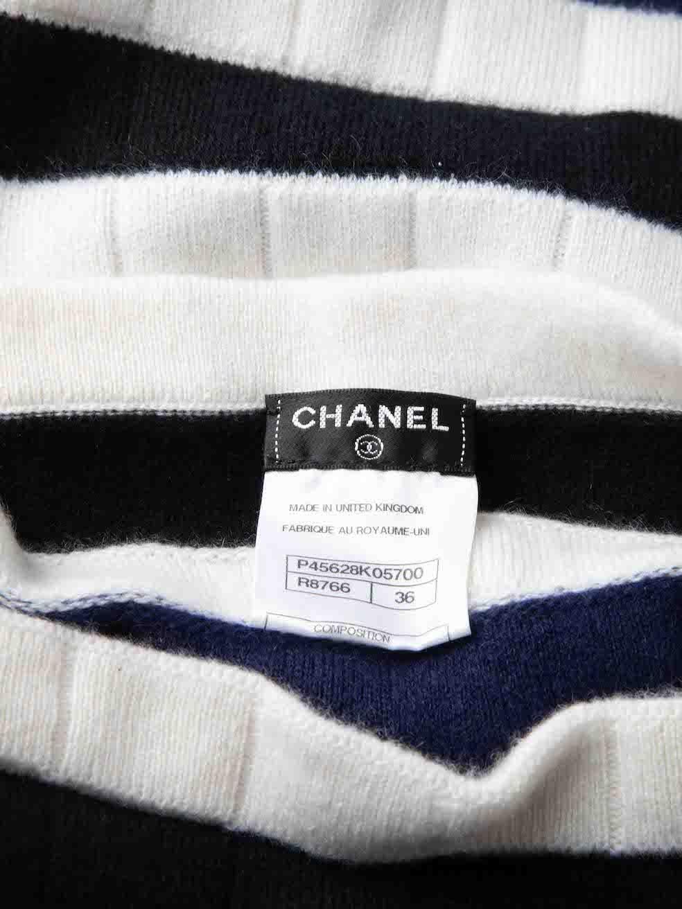 Chanel 2013 Blue & White Cashmere Striped Jumper Size S In Good Condition In London, GB