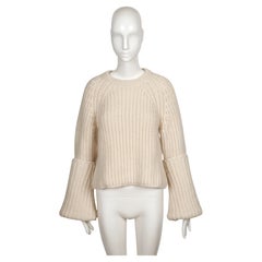 2013 CELINE by PHOEBE PHILO cream wool RUNWAY sweater with cuffed sleeves