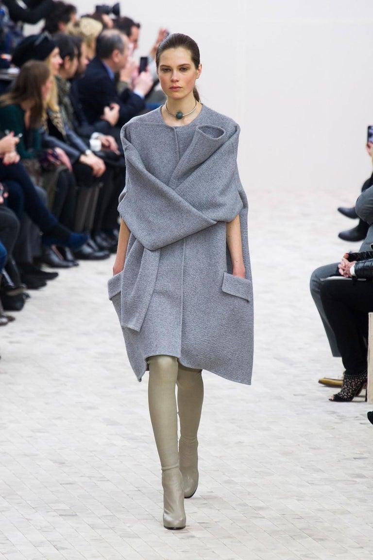 2013 CELINE by PHOEBE PHILO grey cashmere runway coat with exaggerated sleeves 2
