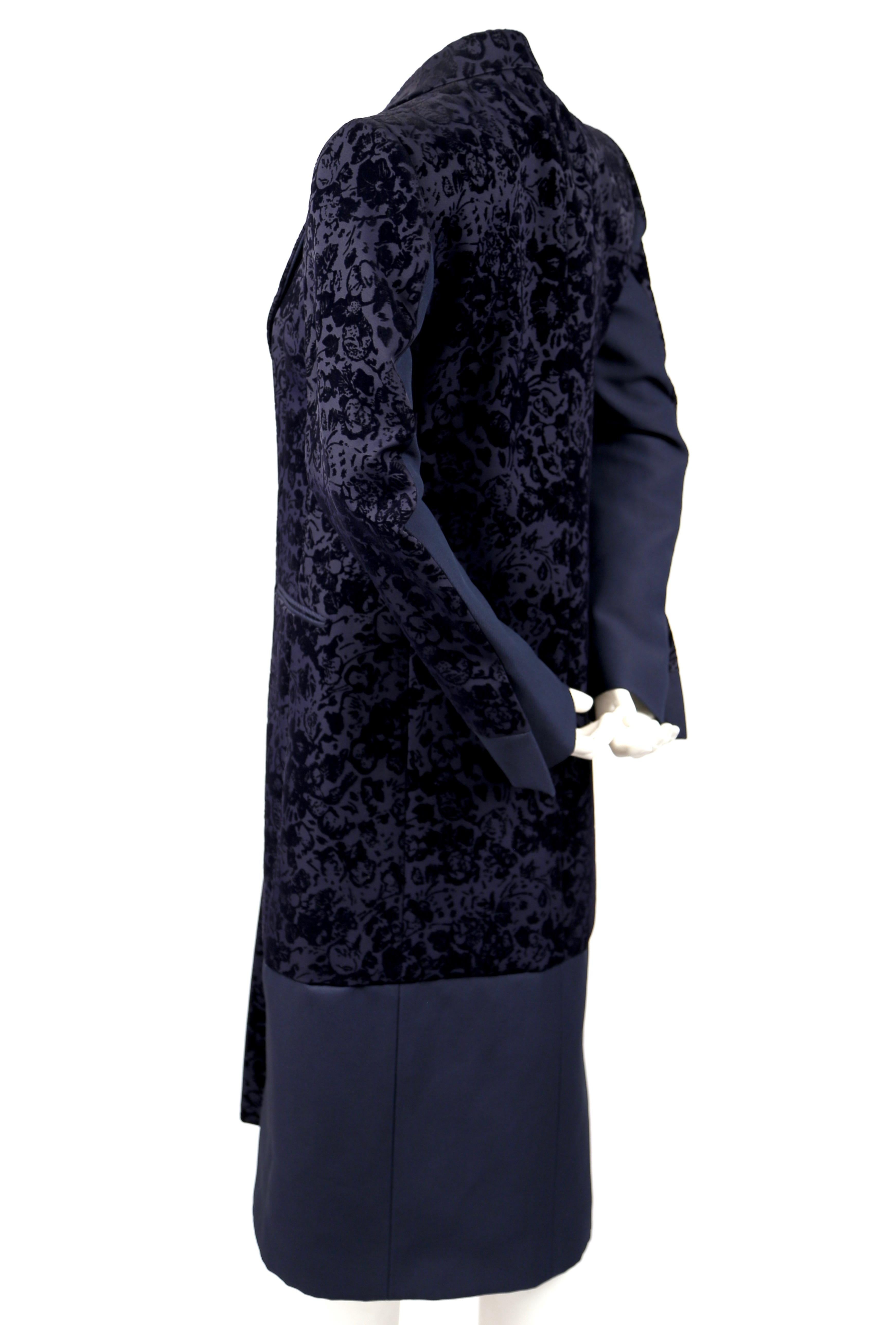 2013 CELINE by PHOEBE PHILO navy floral flocked coat In Excellent Condition In San Fransisco, CA