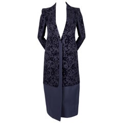 2013 CELINE by PHOEBE PHILO navy floral flocked coat