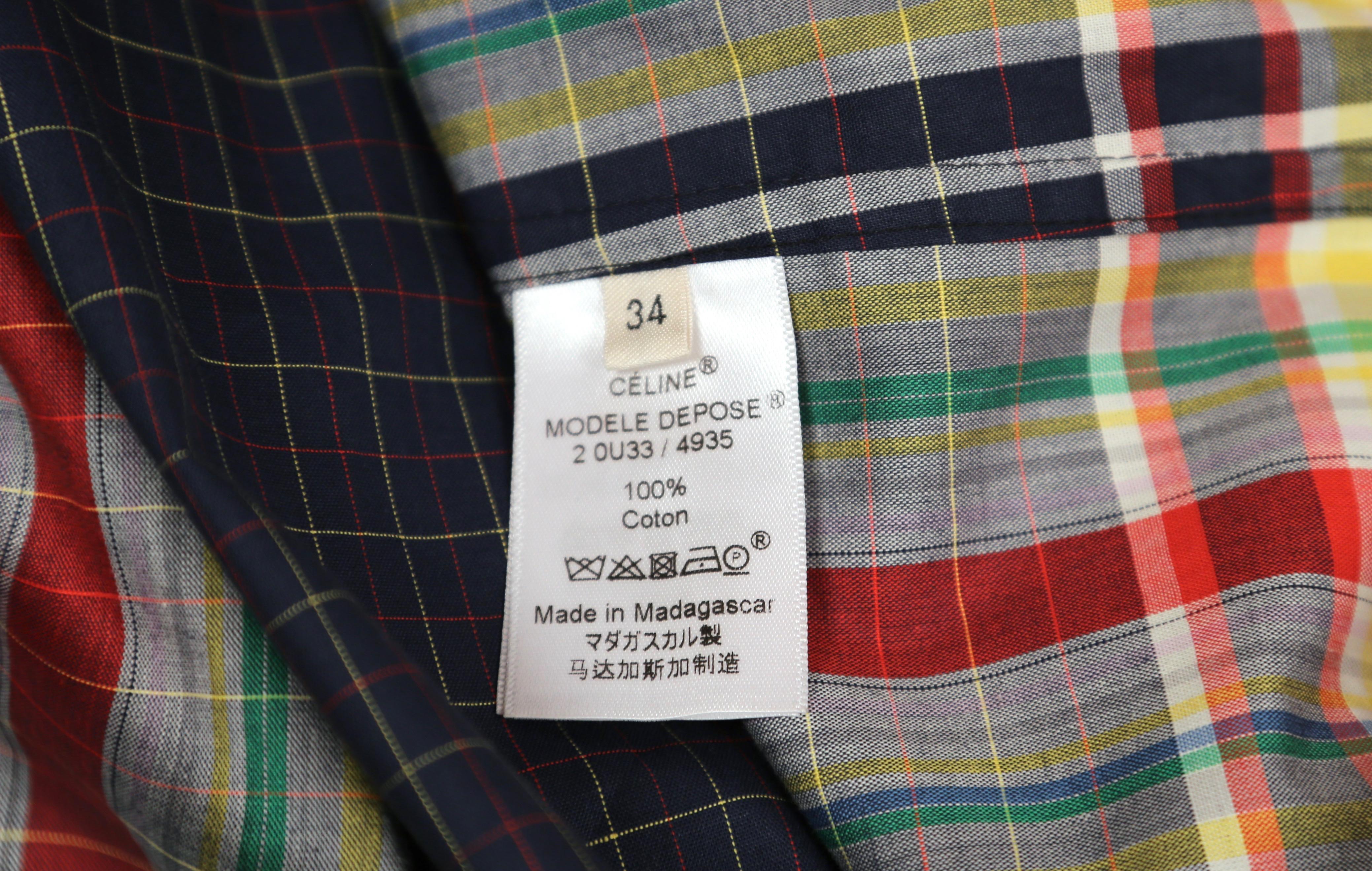 2013 CELINE by PHOEBE PHILO plaid cotton runway shirt with draped neckline - new In New Condition In San Fransisco, CA