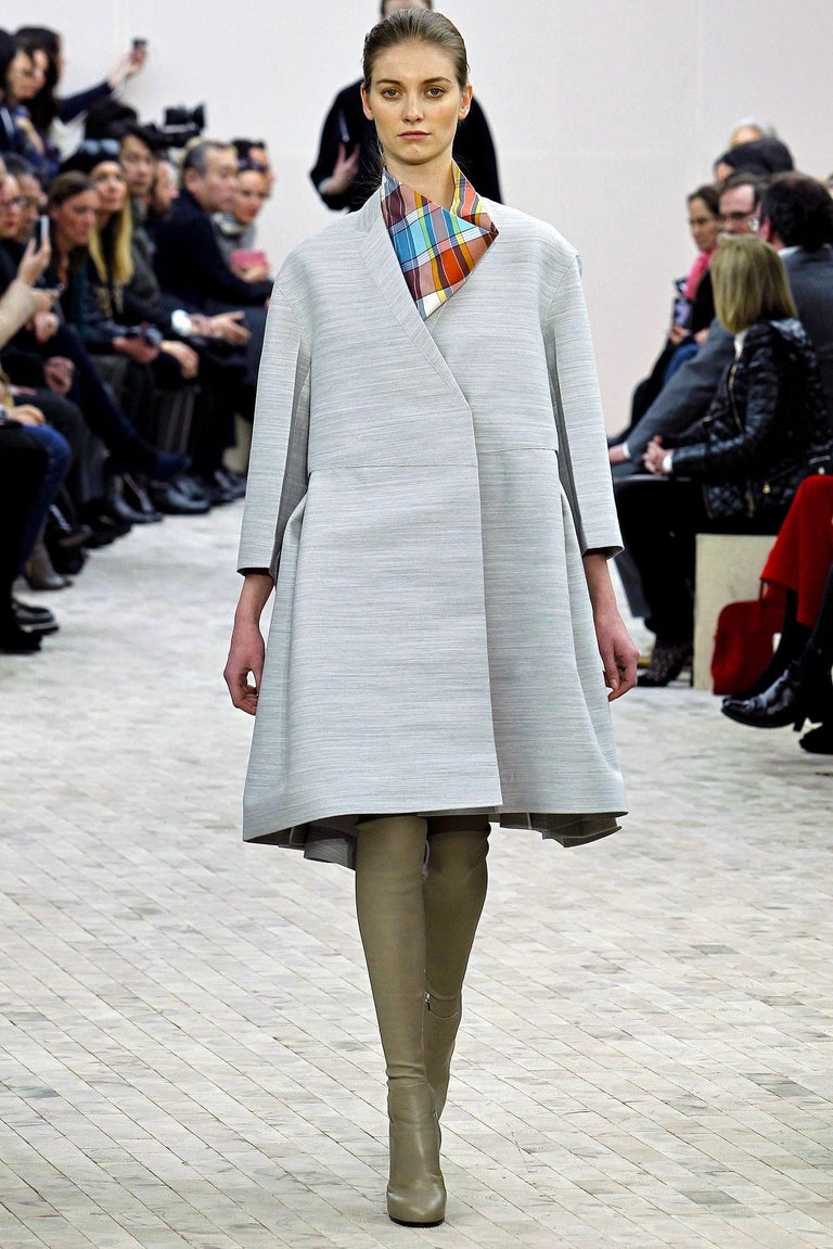 2013 CELINE by PHOEBE PHILO plaid cotton runway shirt with draped ...