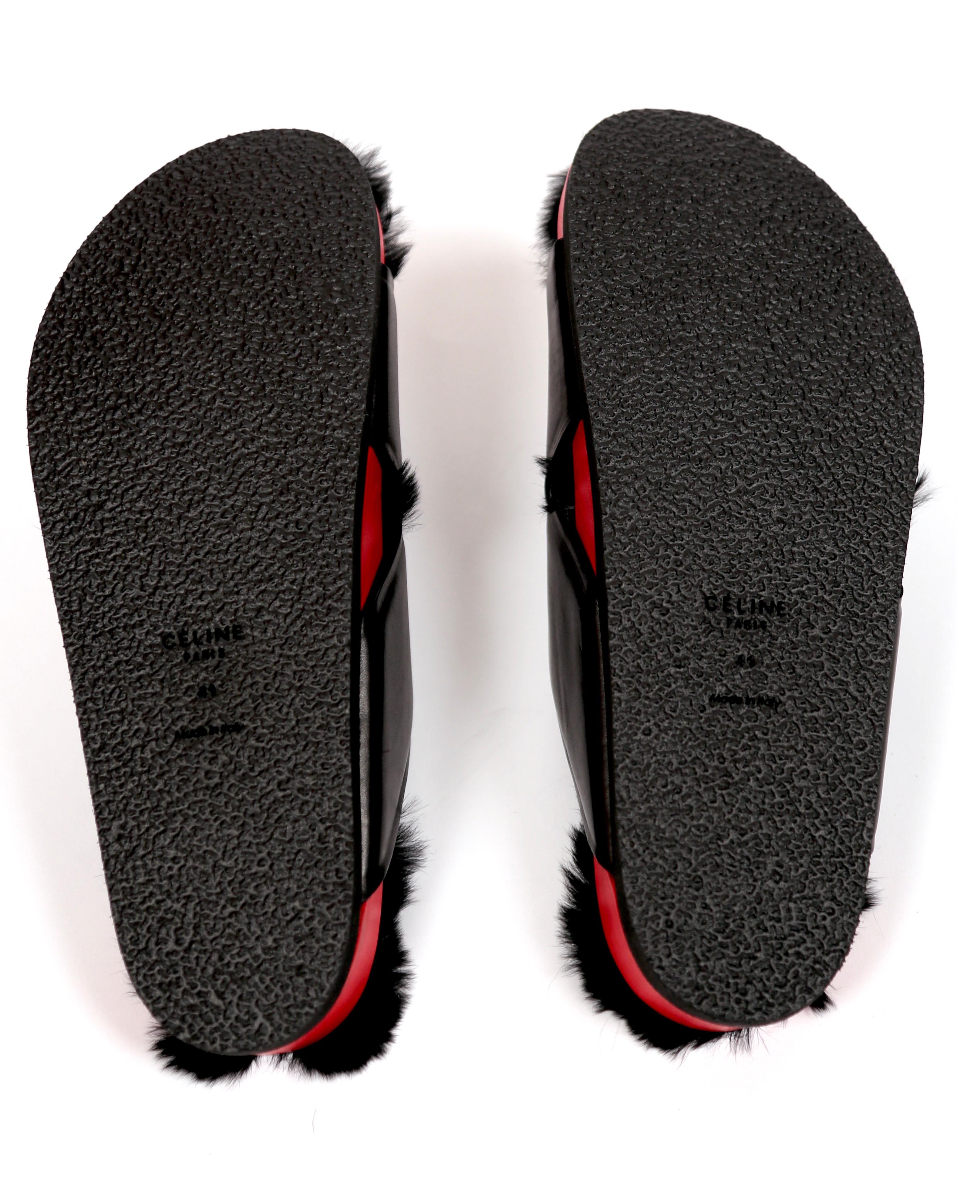 Black 2013 CELINE by PHOEBE PHILOE blac &k red furkenstock sandals 41 NEW