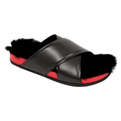 2013 CELINE by PHOEBE PHILOE blac &k red furkenstock sandals 41 NEW