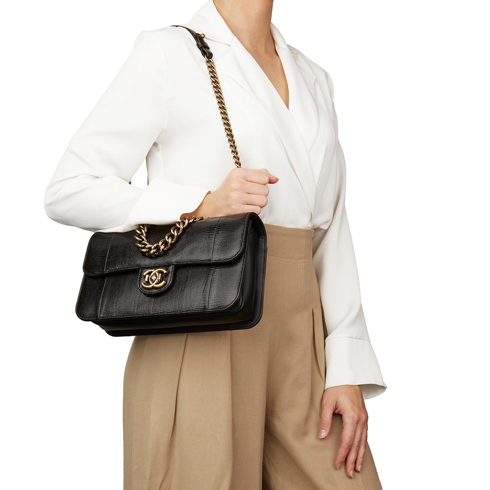 2013 Chanel Schwarze Eidechse & gestepptes Lammleder Medium Perfect Edge Classic Flap Bag 7