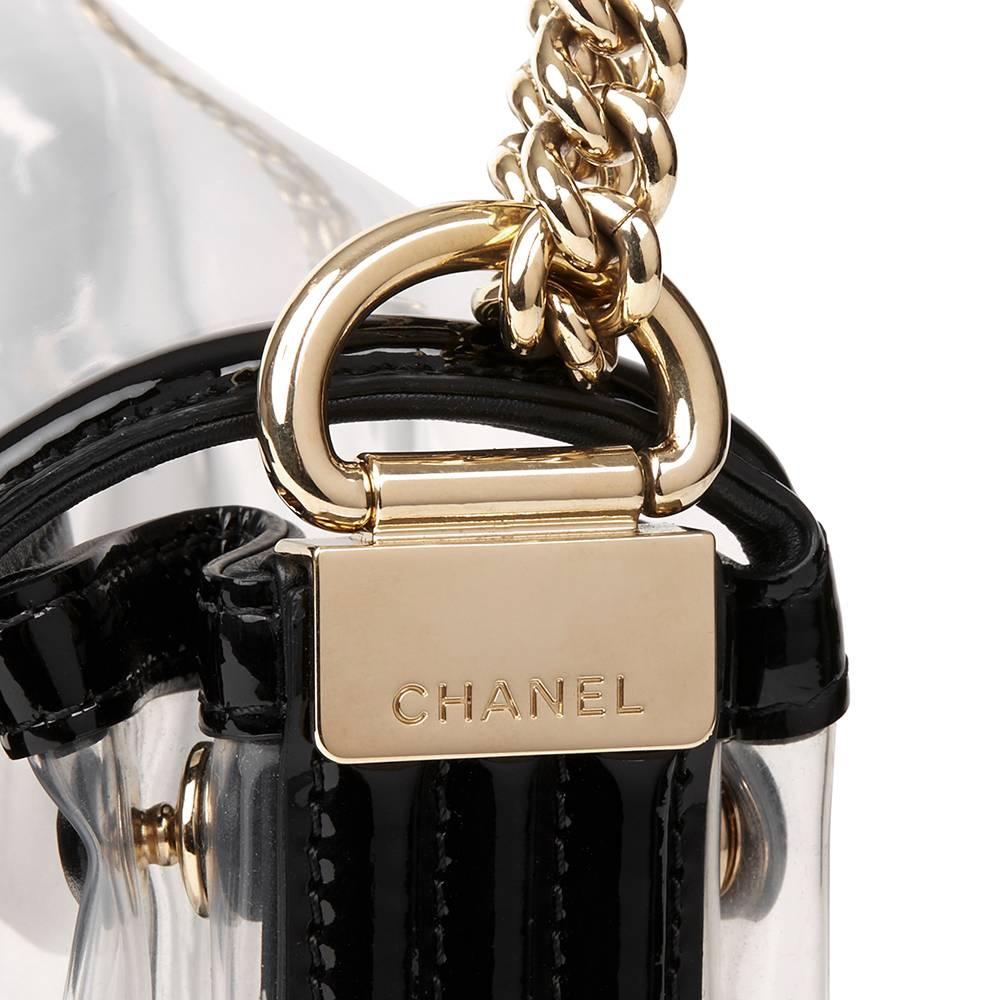 Women's 2013 Chanel Black Patent Leather & Transparent PVC Naked Boy Flap Bag