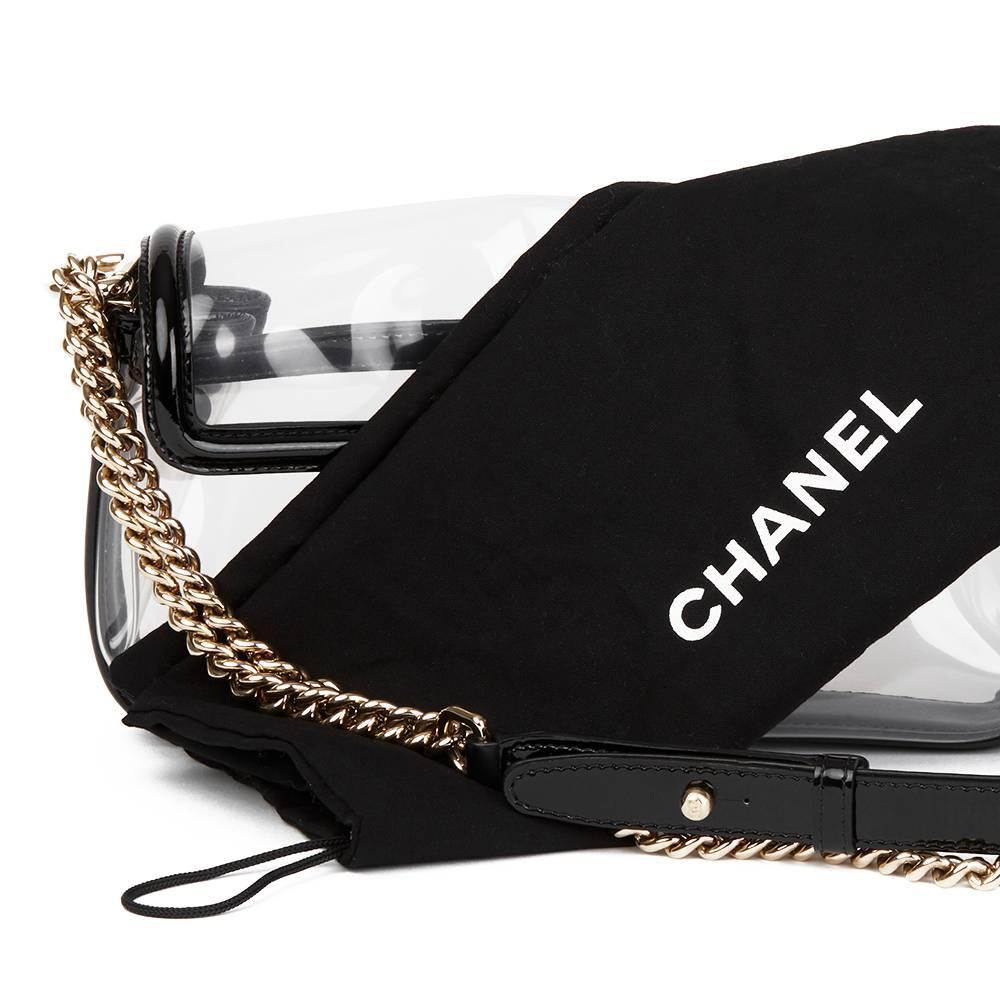 2013 Chanel Black Patent Leather & Transparent PVC Naked Boy Flap Bag 3