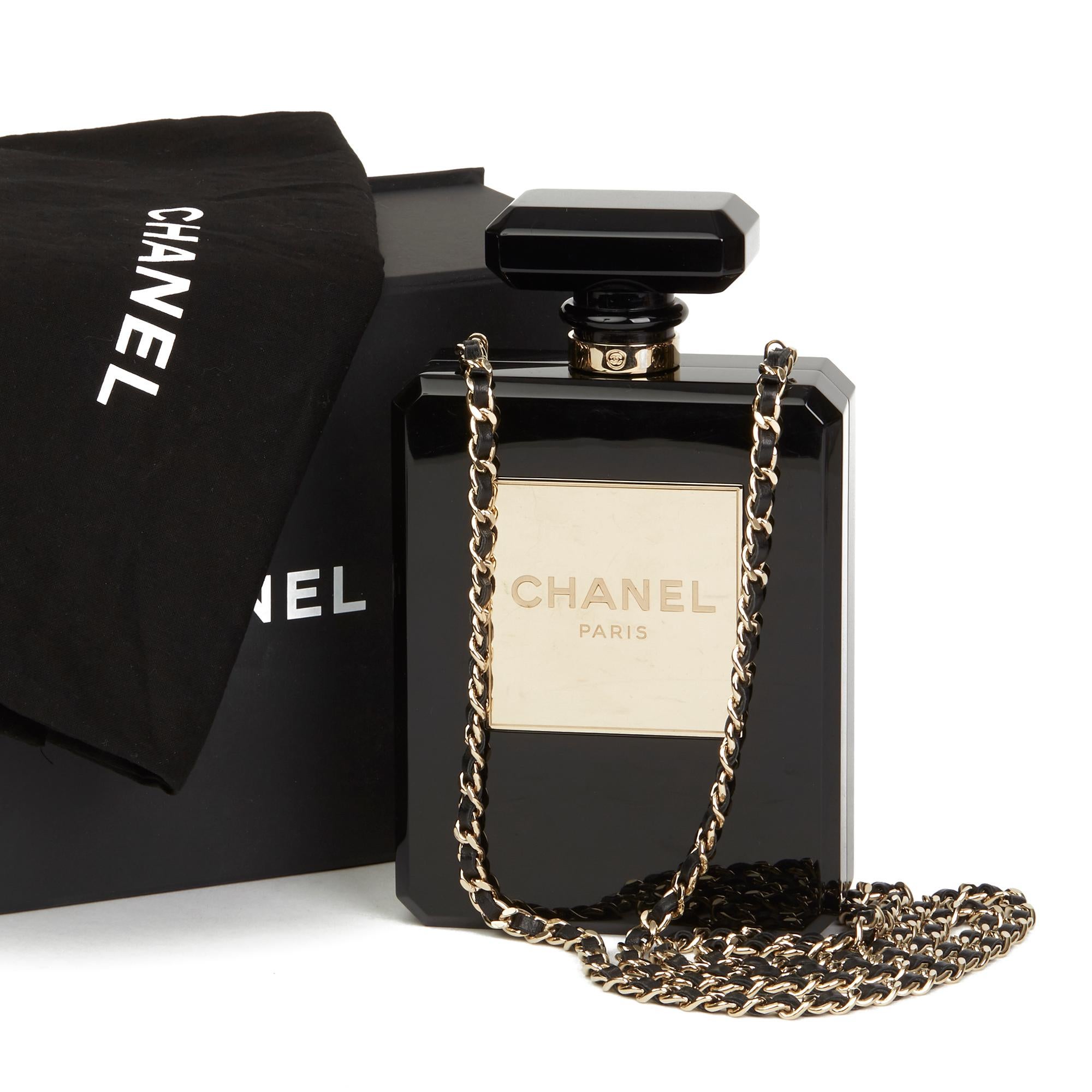 2013 Chanel Black Plexiglass No. 5 Perfume Bottle Bag 4