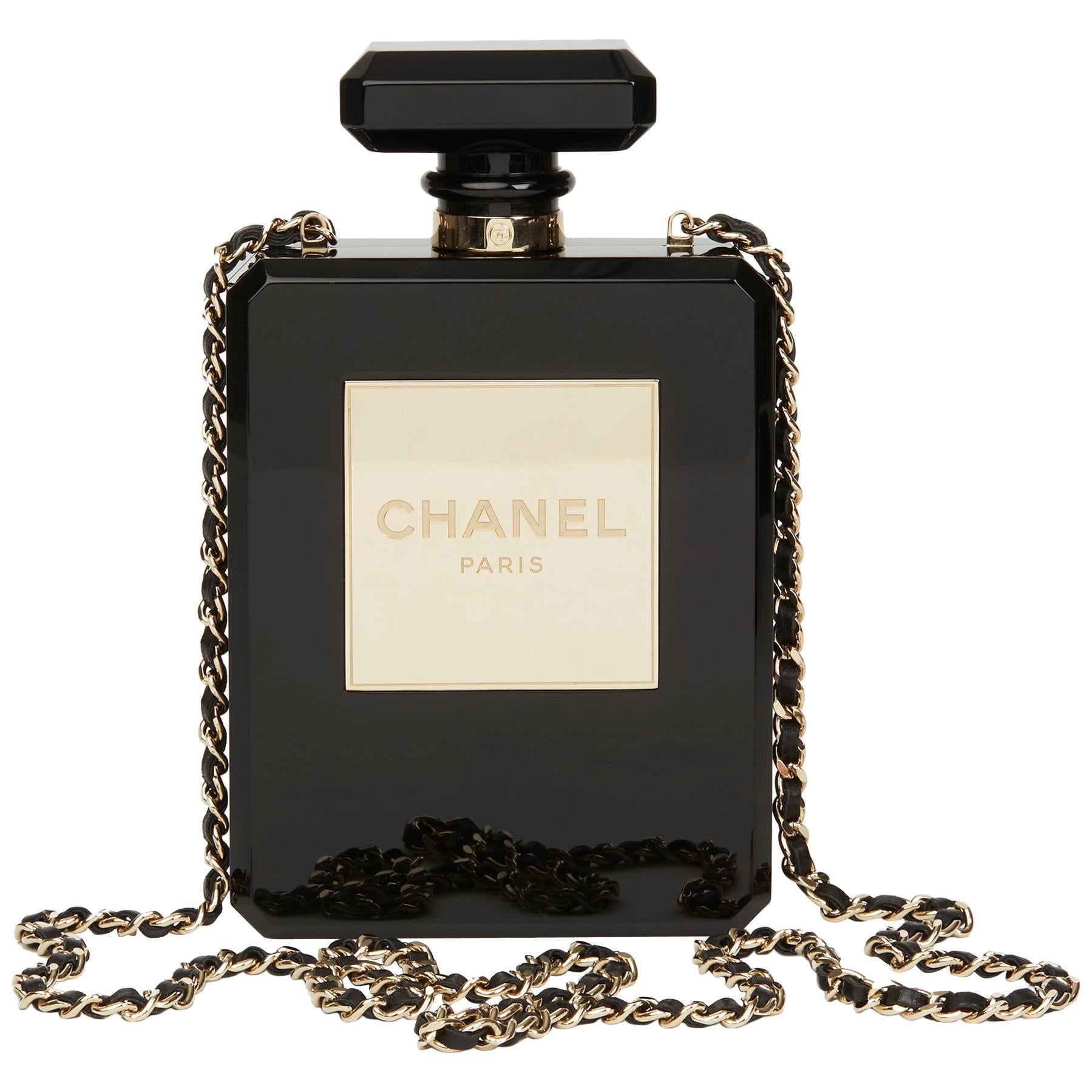 2013 Chanel Black Plexiglass No. 5 Perfume Bottle Bag