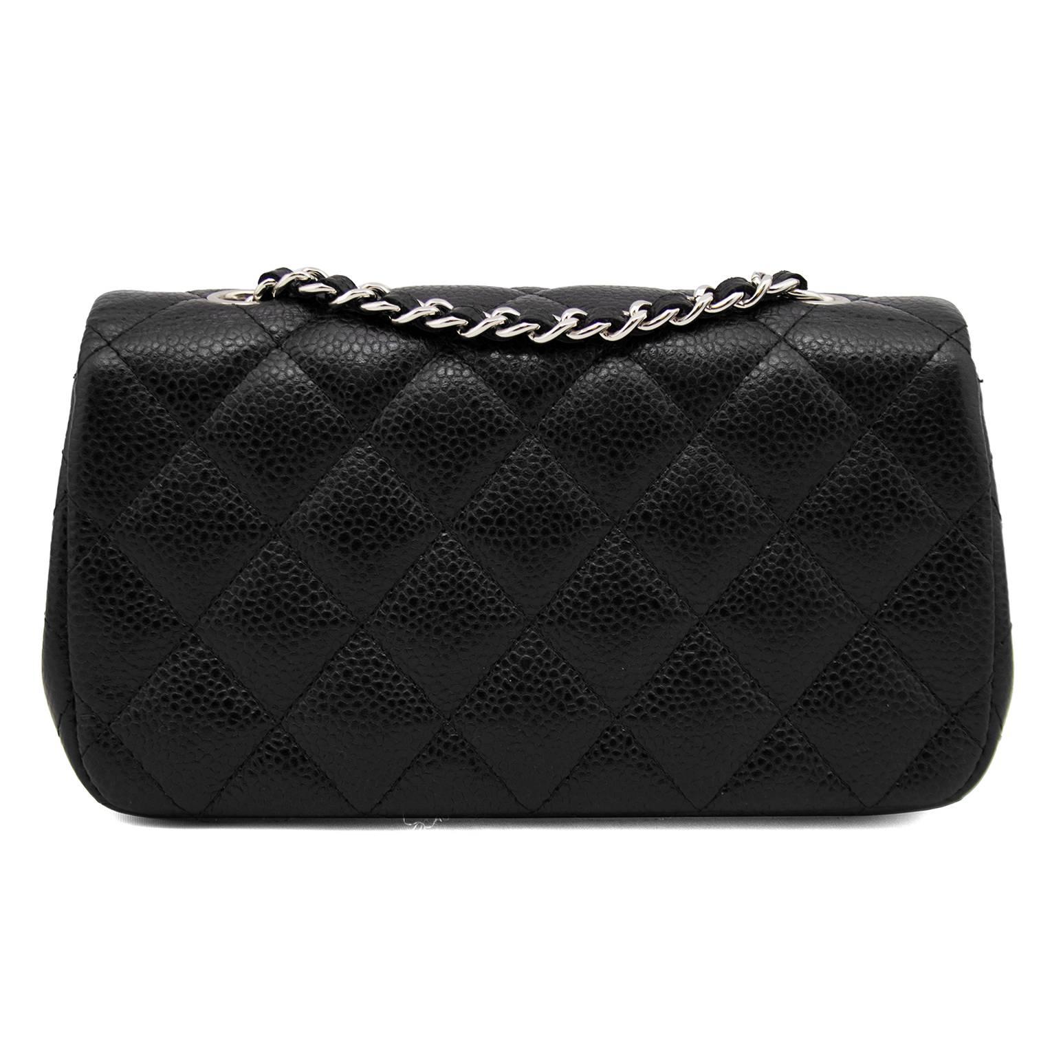 2013 Chanel Black Quilted Caviar Leather Chanel Classic Mini Flap Bag In Excellent Condition In Toronto, Ontario