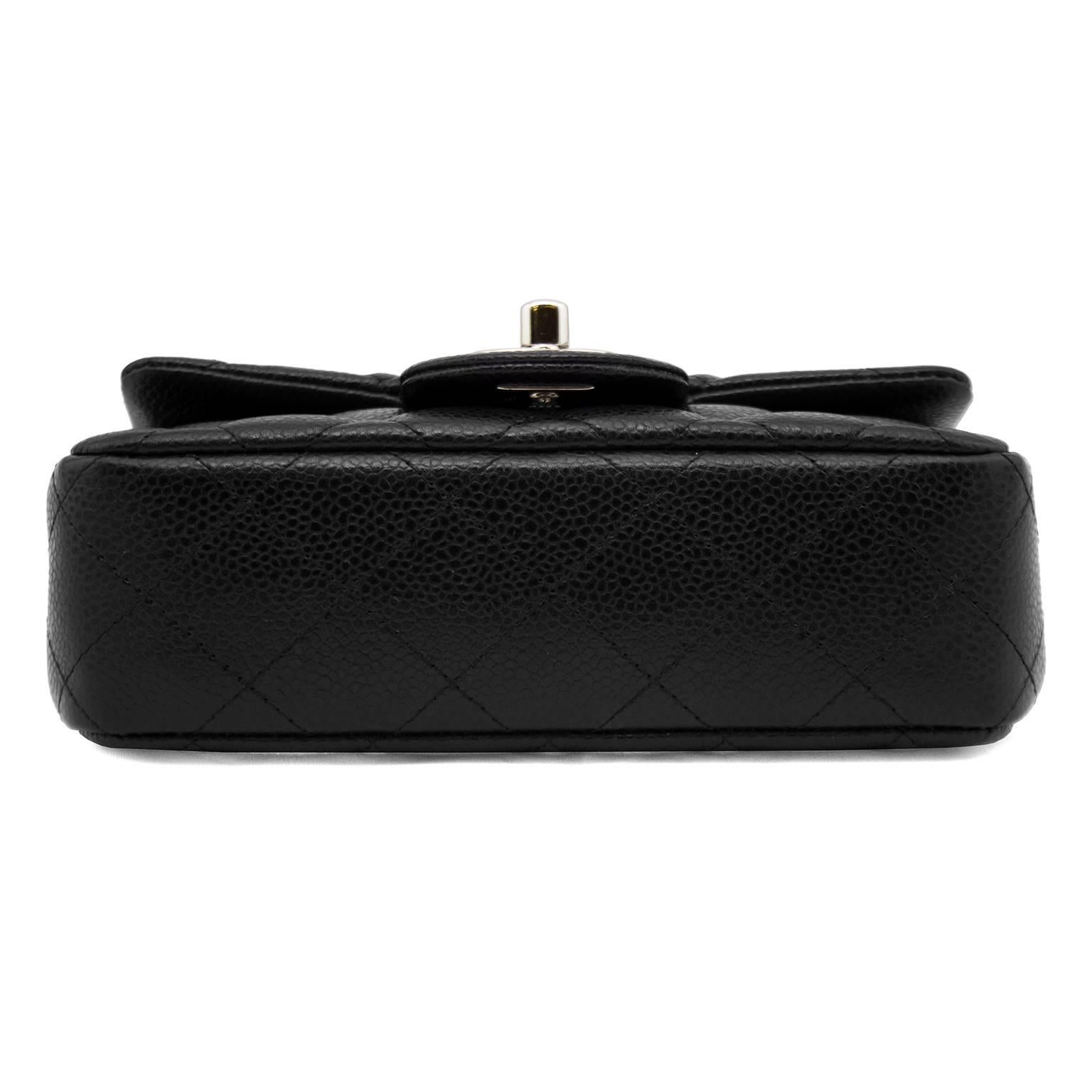 2013 Chanel Black Quilted Caviar Leather Chanel Classic Mini Flap Bag 1