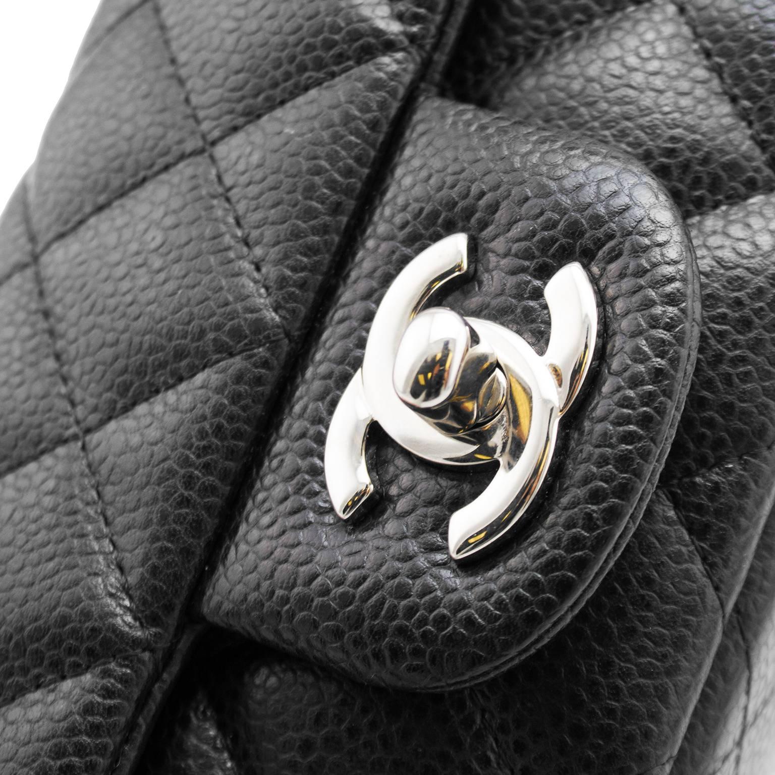 2013 Chanel Black Quilted Caviar Leather Chanel Classic Mini Flap Bag 2